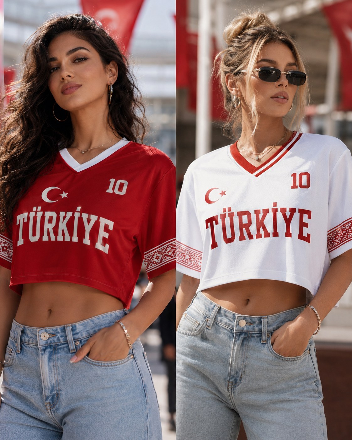GURBET Türkiye Drops red and white crop jerseys